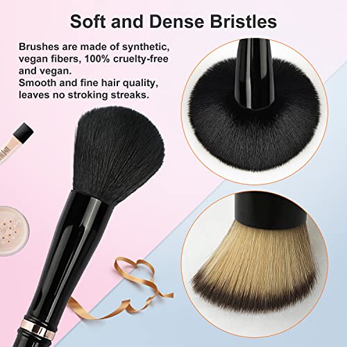 JILIER 4-in-1 Travel Makeup Brush Set with Case - Vegan Synthetic Fibers