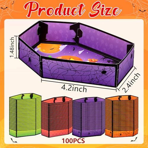 Geefuun 100Pcs Halloween Coffin Food Trays - Disposable Snack Dishes
