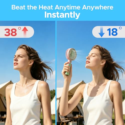 QearFun 2-in-1 Handheld & Desk Fan - Portable Rechargeable Cooling Fan