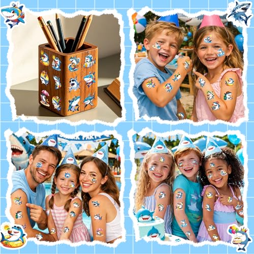 108 Shark Temporary Tattoos for Kids - Ocean Party Favors