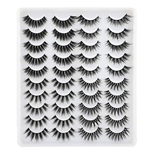 LANFLOWER 20 Pairs False Eyelashes - Fluffy 3D Faux Mink Dramatic Lashes
