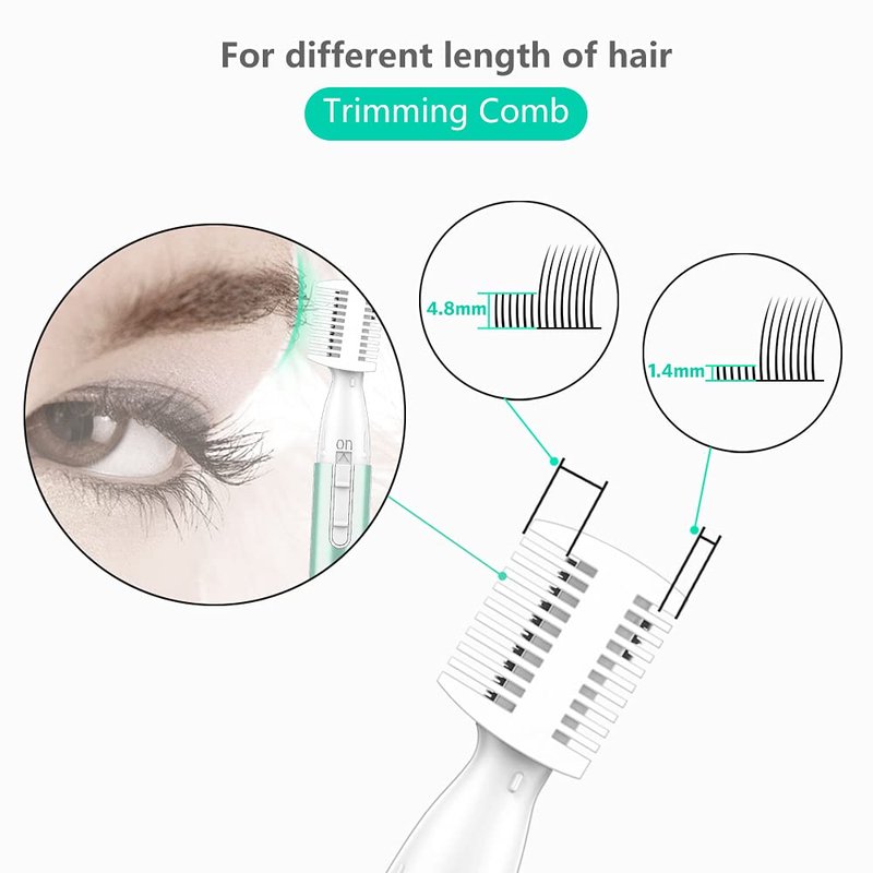 Funstant Upgraded Eyebrow Trimmer, Precision Electric Eyebrow Razor for Women Battery-Operated Facial Hair Remover with Comb No Pulling Sensation Painless for Face Chin Neck, Upper-Lip, Peach-Fuzz