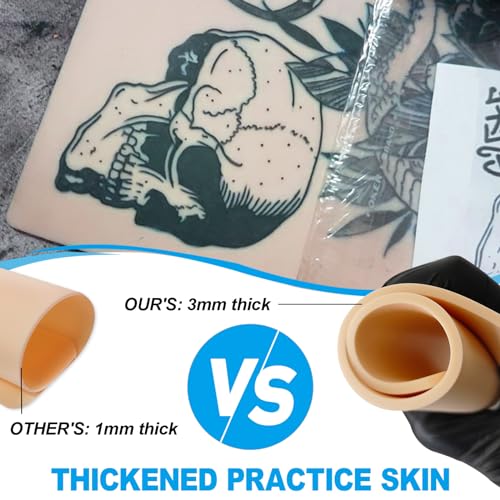 Emalla 8Pcs 3MM Silicone Tattoo Practice Skin for Artists