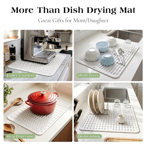 CAKETIME 2 Pack Silicone Dish Drying Mats - Waterproof, Heat Resistant Kitchen Accessories