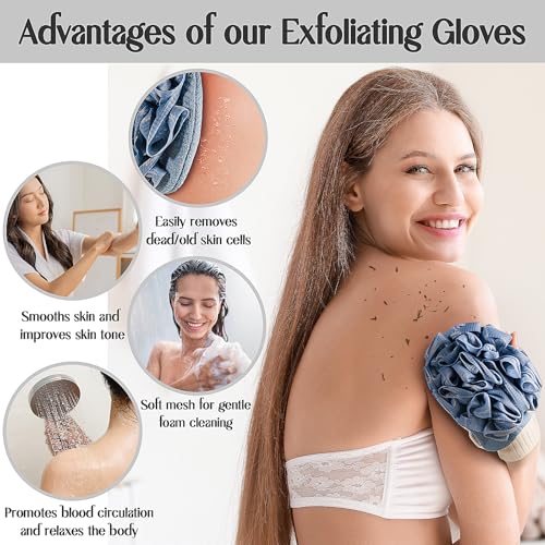 Kullder Deep Exfoliating Mitt and Long Back Scrubber Set - Blue