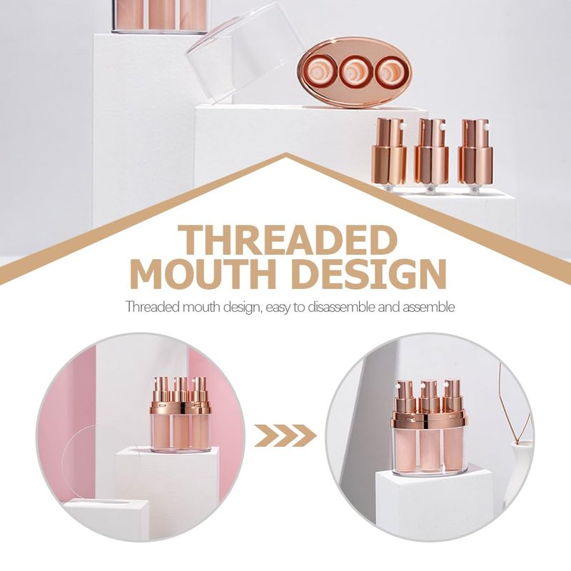 Healeved Mini Lotion Bottle 3-Pack Refillable Cosmetic Container Portable Push Down Pump Dispenser for Travel Skincare Creams Serums Makeup Remover 3.89X2.94X1.29 Inches