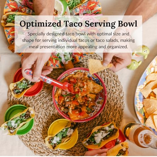 Prepara 6-Inch Taco Bowl - Red Melamine Serving Bowl for Dips & Toppings