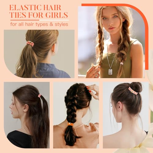 FORENEE Braided Hair Ties for Thick Hair - 10 Pack Persimmon Orange
