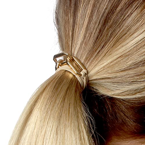 Gold Hair Tie Bracelets Set of 3 with Metal Accents - Maya J