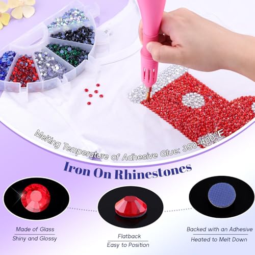 TINKRSTUFF 8000Pcs Multicolor SS10 Hotfix Rhinestones for Clothing & Crafts A29—15 Colors