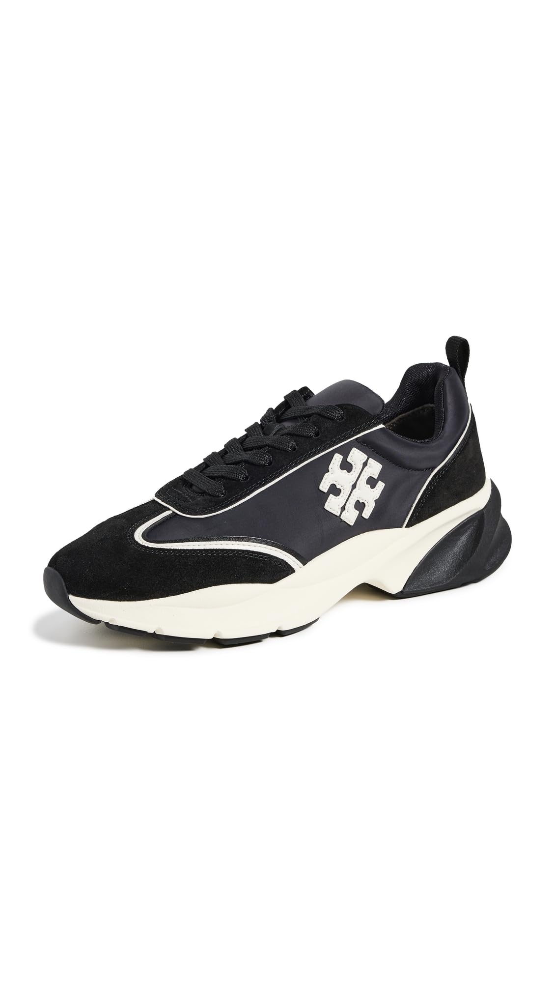 Tory Burch Women's Good Luck Trainer Sneakers, Perfect Black/New Ivory, 9 Medium US