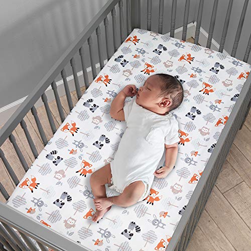 Woodland Friends Fitted Crib Sheet - Eco-Friendly Microfiber, 52x28x8 Inch