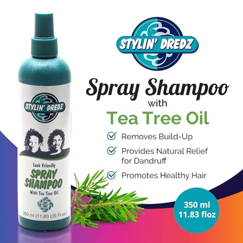 Stylin Dredz Dreadlock Spray Shampoo - Residue-Free with Tea Tree Oil - 11.83 Fl Oz / 350 ml - Single