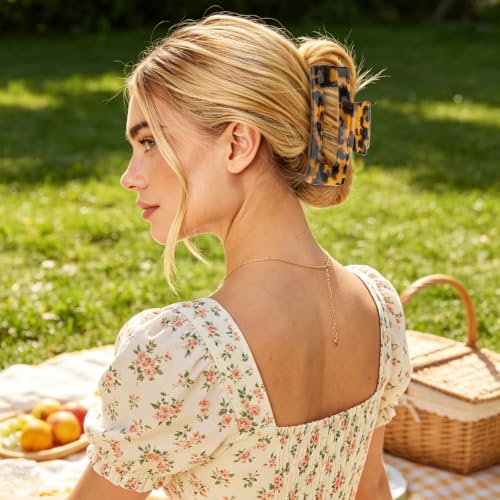 FASOTY Tortoise Shell Hair Claw Clips Set - Large Non-Slip Hair Accessories for Women
