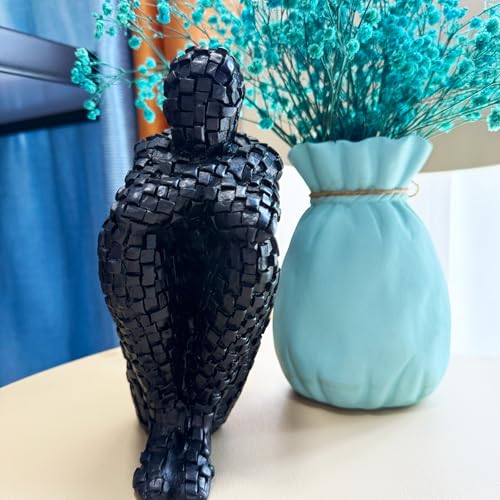 Abstract Black Mosaic Thinker Figurine - Resin Home Decor