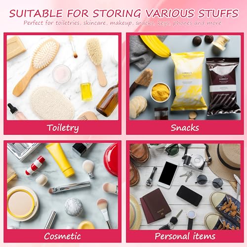 BuyCard SUN Red Transparent Travel Makeup Pouch Set for Beach Vacation