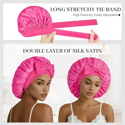 Silk Sleeping Bonnet - Double Layer Satin Hair Cap with Adjustable Tie