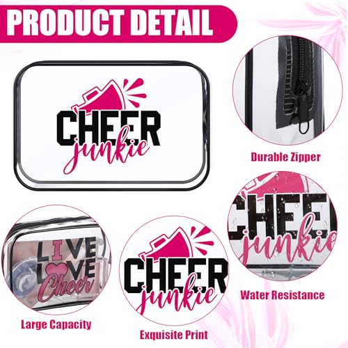 Cheerleading Theme Makeup Bags - 12 Pcs Clear PVC Zipper Pouch
