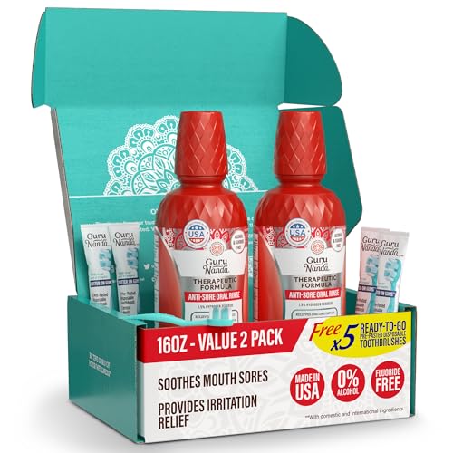 GuruNanda Mouth Sore & Canker Sore Rinse, 1.5% Hydrogen Peroxide, 16 oz (2 Pack)