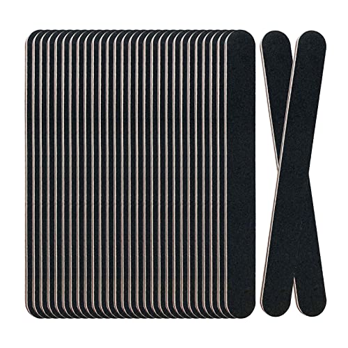 30 Pack Black Emery Boards - Double-Sided Nail Files 100/180 Grit