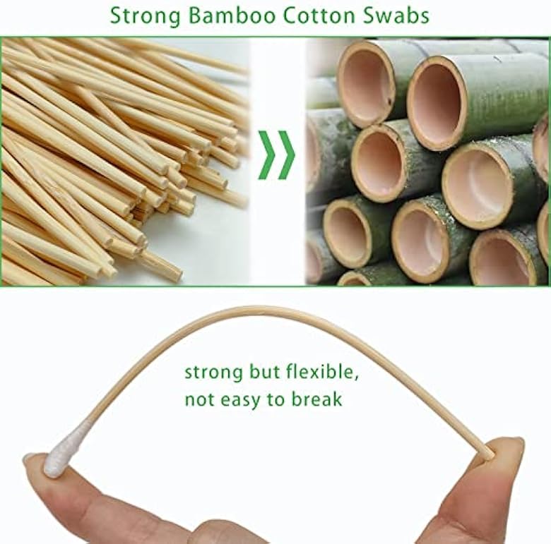 1000 Cotton Swabs - 6" Long Bamboo Handle, Lint-Free Tips