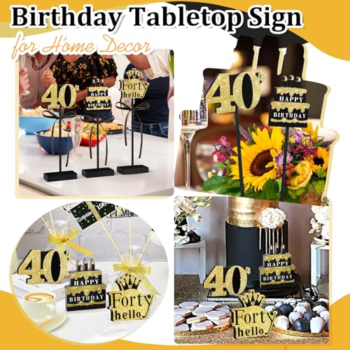 40th Birthday Table Decorations - 3 Wooden Signs Set