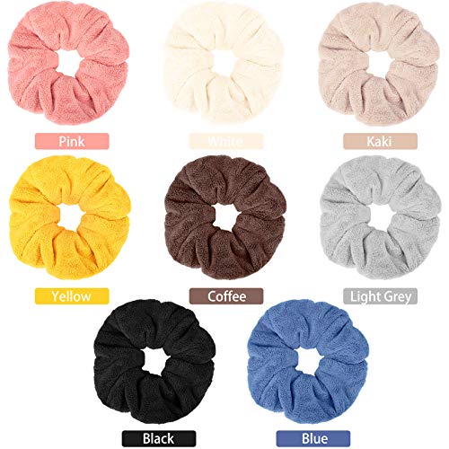 Microfiber Hair Towel Scrunchies Set - 8 Colorful Water-Absorbing Hair Ties for Wet Hair