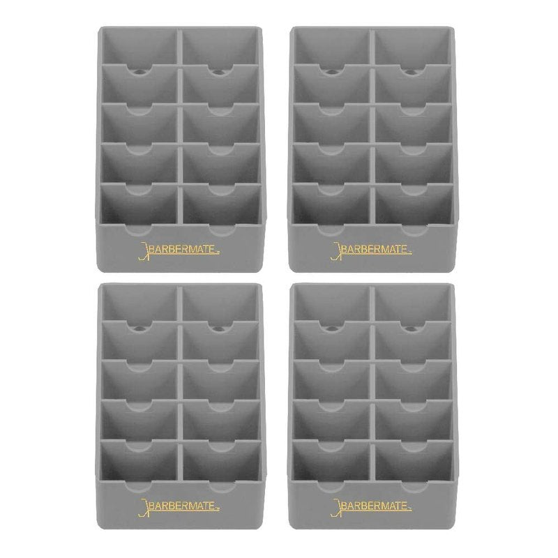 4 Pack BarberMate® Blade Rack Storage Tray - Holds 10 Clipper Blades (Gray)
