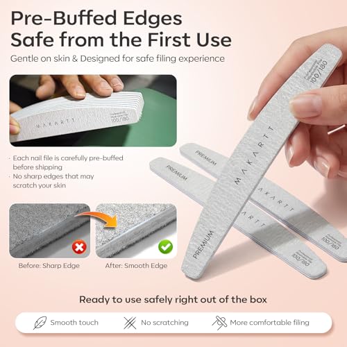 Makartt Nail File: Professional Nail Files, 100/180 Grit Emery Boards for Nails, 10 Pcs Zebra Doubled Sides Coarse Fingernail Filer for Acrylic and Extension Gel Removal Manicure Kit Salon Home Use