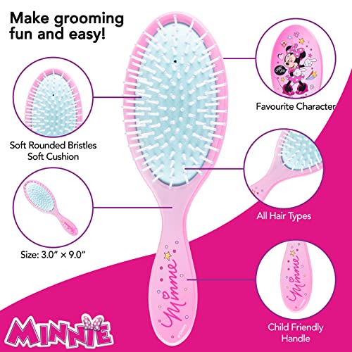Pink Disney Junior Minnie Mouse Hair Accessory Set for Girls - 1 Brush + 4 Scrunchies