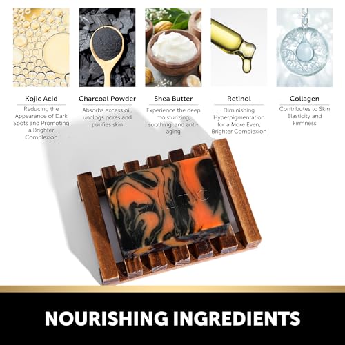 Charcoal Kojic Acid Turmeric Black Soap with African Net - 2 Pack