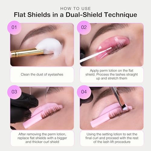 Curacoro Silicone Lash Lift Shields - 4 Reusable Rods for Curling