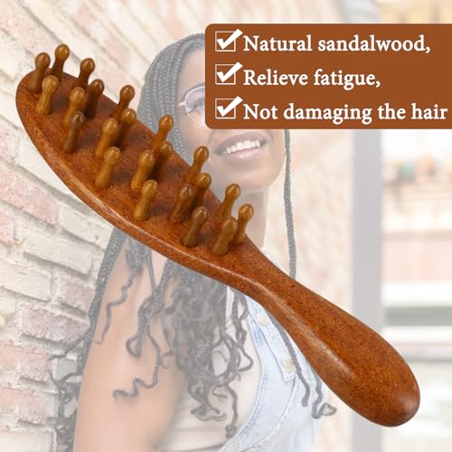 Giococo Wooden Loc Brush for Dreads - 2 Pack Scalp Massage Wide Tooth Comb