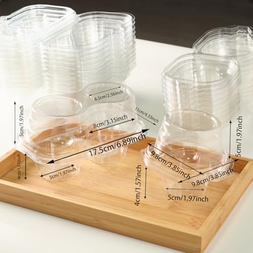 WOLVINA 60 Pack Clear Plastic Cupcake Containers - Airtight & Stackable