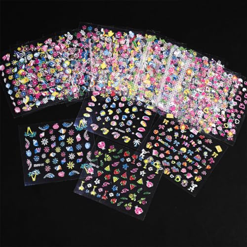 60 Sheets 3D Flower Nail Art Stickers - Self-Adhesive Decals