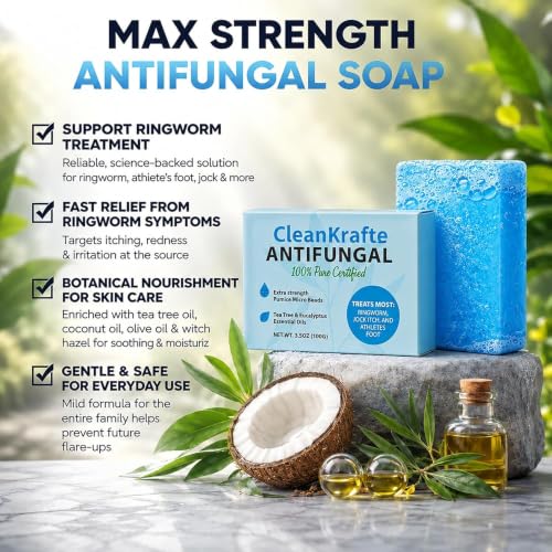 Antifungal Bar Soap Pack of 2 | Treat Jock Itch, Ringworm & Athlete's Foot