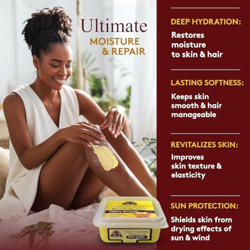 OKAY 100% Pure Unrefined Yellow Shea Butter - 8oz Moisturizer for Skin & Hair