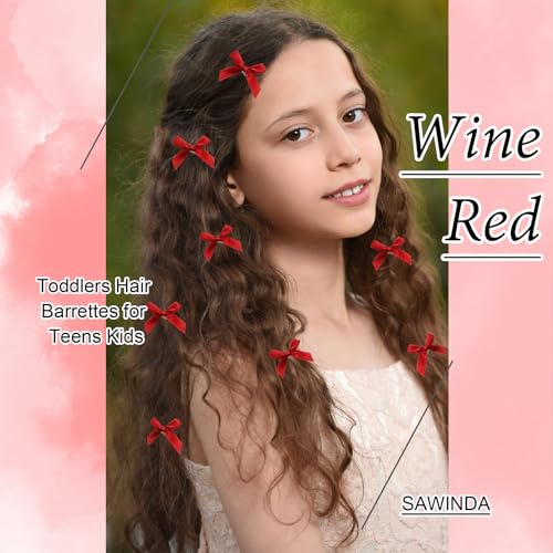 20PCS Pink Satin Hair Bows for Girls - Cute Claw Clips