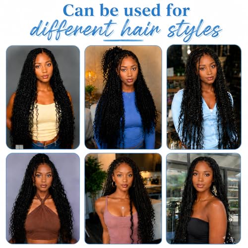 18 Inch Deep Wave Crochet Hair - Soft & Lightweight Synthetic Braiding Hair, 1B (3 Packs)