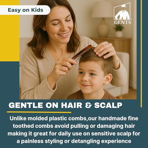 G.B.S 5-Inch Cellulose Acetate Pocket Hair Comb for Men, 3-Pack