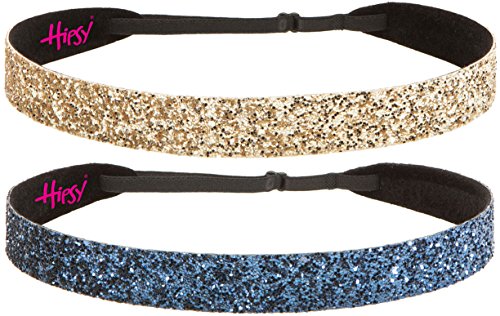 Hipsy Adjustable No Slip Bling Glitter Headband 2-Pack - Navy Blue & Gold