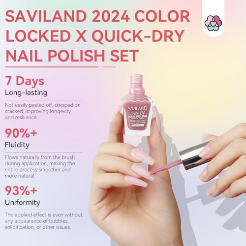 SAVILAND Quick Dry Nail Polish Set - 6 Pcs Sheer Nude Pink Glitter Colors