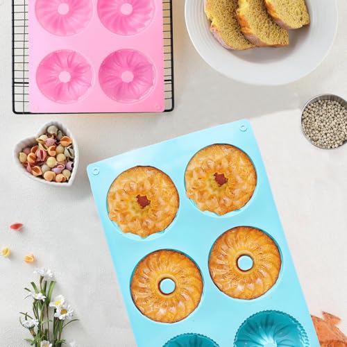 3-Pack Mini Fluted Cake Pan Set - Non-Stick Silicone Molds