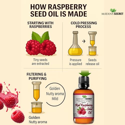 Mayan's Secret Red Raspberry Seed Oil 4 Fl Oz Cold Pressed Pure Natural Face & Body Moisturizer