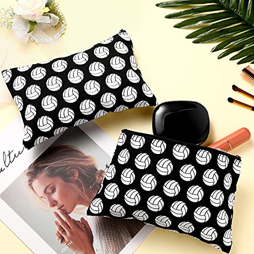 Saintrygo 12-Pack Volleyball Makeup Bags with Words – Black Travel Organizer Cases for Women & Teams