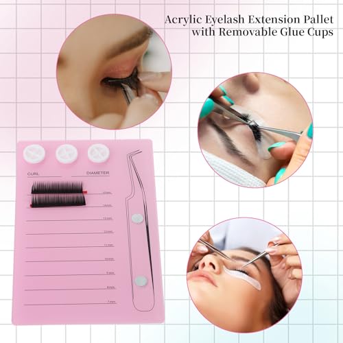 Acrylic Eyelash Extension Pallet with Suction for Tweezers - Pink