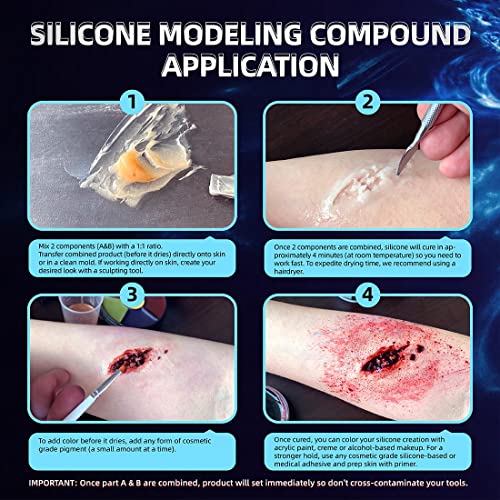 COKOHAPPY SFX Silicone Modeling Makeup Kit - 85g for FX Wounds & Prosthetics