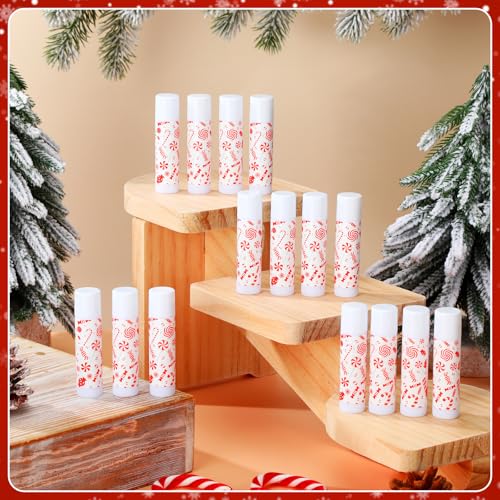 Siifert 15 Pack Christmas Lip Balms Candy Cane Peppermint Lollipop 2