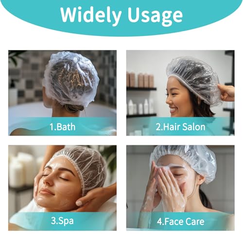 Disposable Shower Caps - 100pcs Waterproof Hair Covers, 20.5"