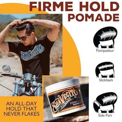 Suavecito Pomade Firme (Strong) Hold 4 oz, 1 Pack - Pomade For Men - Medium Shine Water Based Wax Like Flake Free Hair Gel - Easy To Wash Out - All Day Hold For All Hair Styles